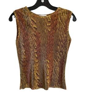 Stunning Vintage Tess Gold Plissé Pleated Tank Top